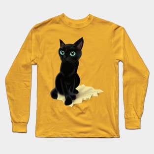 Black little kitty Long Sleeve T-Shirt